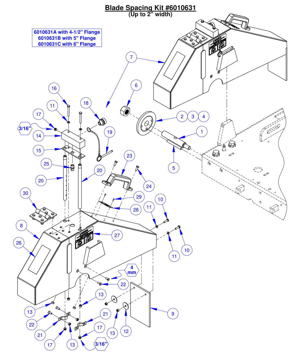 CC6561-3 Blade Spacing Kit (Upto 2" width)