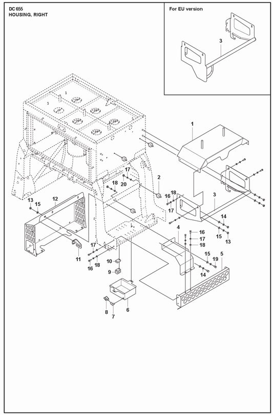 Housing, Right Parts For Blastrac DC 655 By Husqvarna