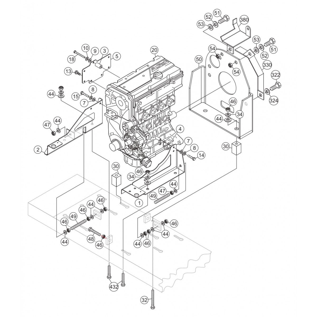 C-30HDG PUMP — Engine Mounting Brackets Assembly Parts By Multiquip