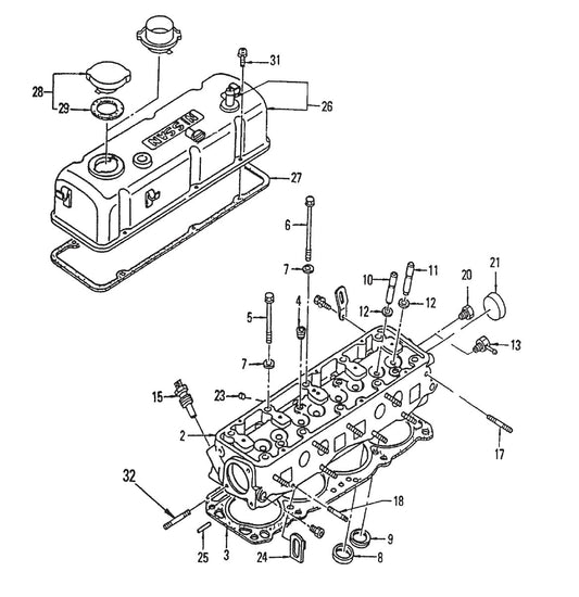 C-30HDN PUMP —  Cylinder Head & Valve Cover Assembly Parts By Multiquip