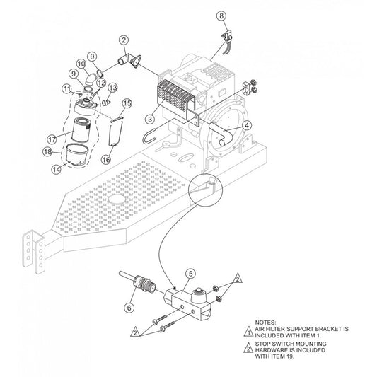 C30HDZ PUMP — Muffler, Air Filter, And Stop Switch Assembly Parts By Multiquip