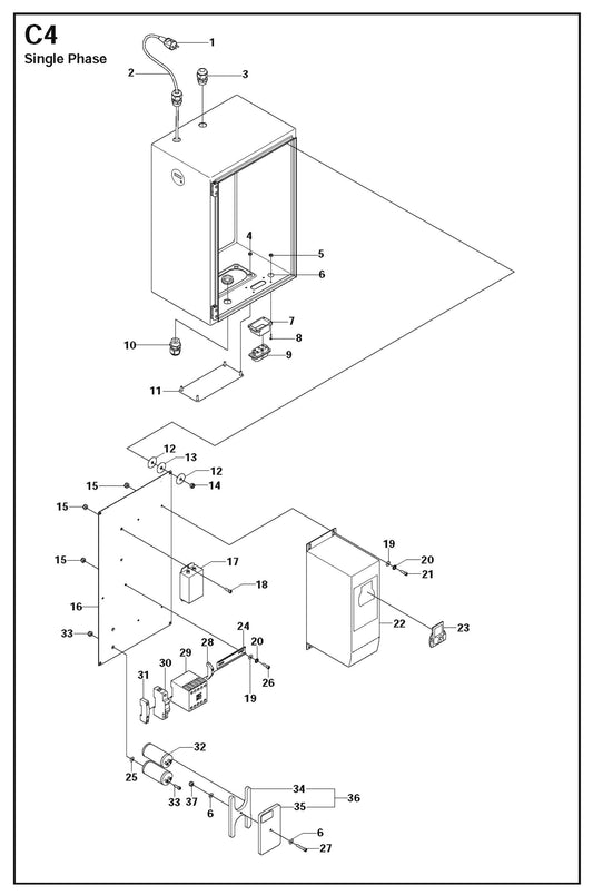 C4 Single Phase Parts For PG 530,To Machine Number 1208-3,2008-10 By Husqvarna