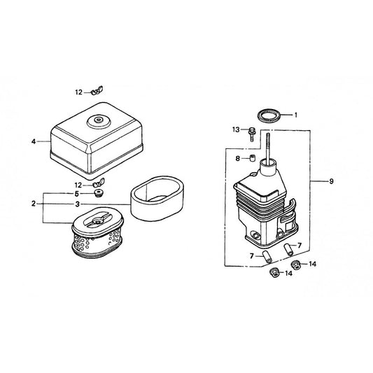 CA4HC HONDA GX120UTQX2 ENGINE — Air Cleaner (Dual) Assembly Parts by Multiquip Whiteman