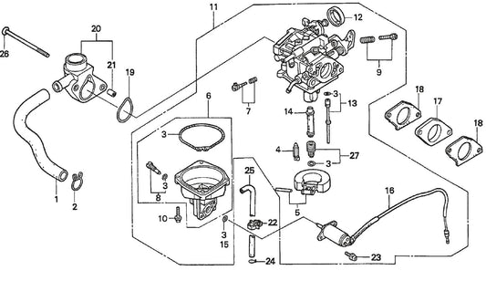 Honda GX620TXF2 Engine Carburetor Assembly Parts For SP2 CE13H20 SCE13H20 SCE20H20 By Multiquip