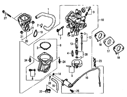 GA97HE GA9.7HE—HONDA GX610K1VD/U1VD ENGINE —Carburetor Assembly Parts By Multiquip