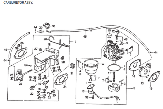 GA6HE-GA6HEA—HONDA GX340K1EDE2 ENGINE—Carburetor Assembly Parts By Multiquip