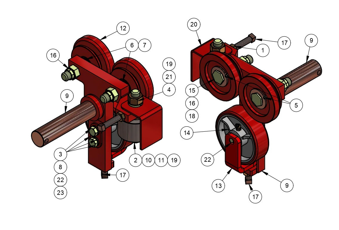 BDF6048B Carriage Wheel Assembly Parts by Allen Engineering