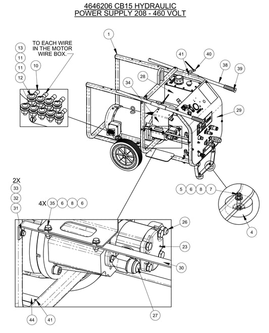 CB15EXL Hydraulic Power Supply 208-460 Volt Fig 2  Assembly Parts