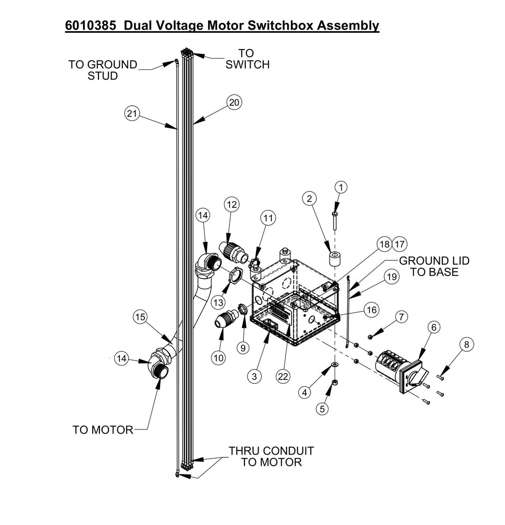 CC1300 Dual Voltage Motor Switchbox Assembly Parts