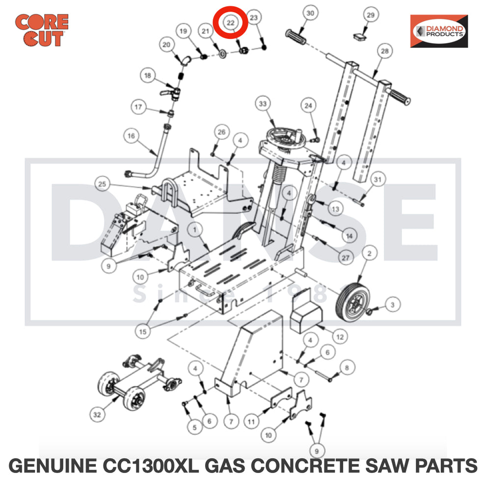 3200022 Fitting, 1/2" F. Pipe to 3/4" F. Garden fits Core Cut CC1300XL Concrete Floor Saw by Diamond Products