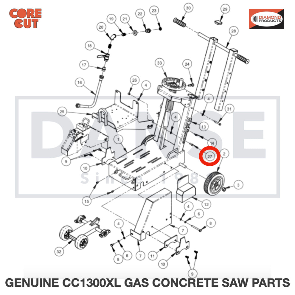 2900005 Cap Screw, Hex Hd., 3/8-16 x 1" fits Core Cut CC1300XL Concrete Floor Saw by Diamond Products