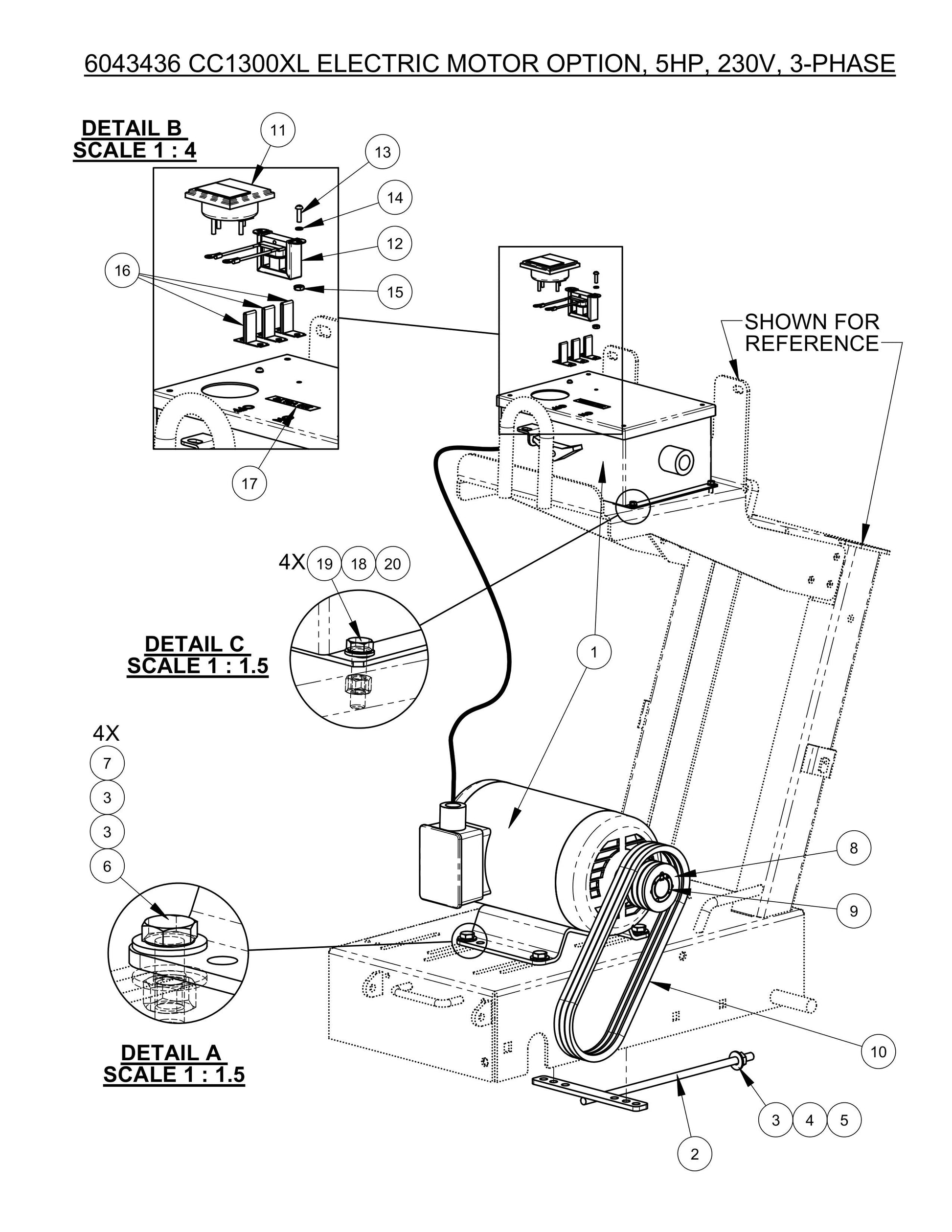 CC1300XL ELECTRIC MOTOR OPTION, 5HP, 230V, 3-PHASE