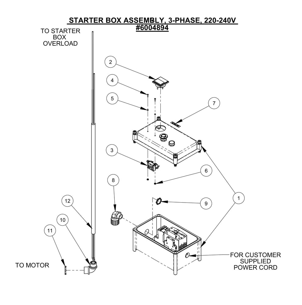 STARTER BOX ASSEMBLY, 3-PHASE, 220-240V