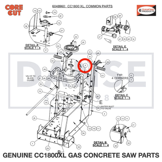 6049044 Control Panel Weldment for Core Cut CC1800XL Concrete Walk Behind Saw Parts by Diamond Products