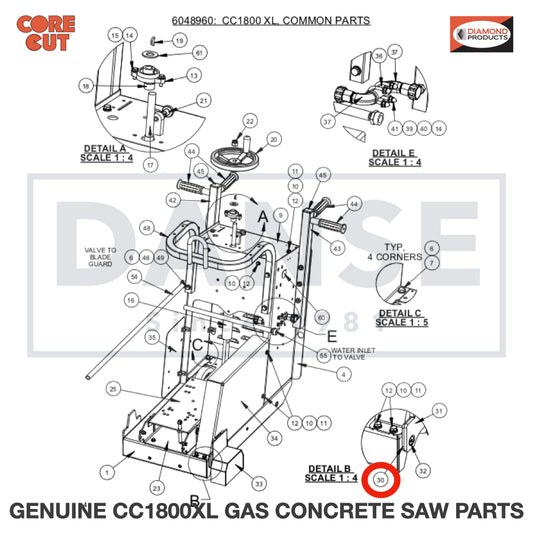 6048915 Tapered Guard Mount Spacer for Core Cut CC1800XL Concrete Walk Behind Saw Parts by Diamond Products