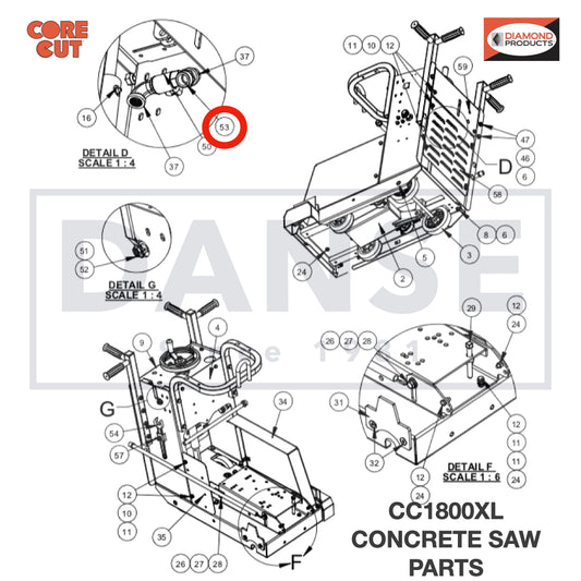 3200155 Fitting, 1/2&quot; M. Pipe to 3/4&quot; M. Garden for Core Cut CC1800XL Concrete Walk Behind Saw Parts by Diamond Products