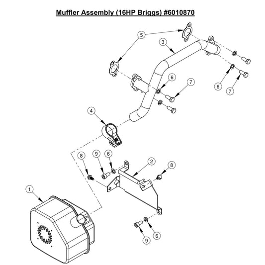 CC1800XL Muffler Assembly 16HP Briggs