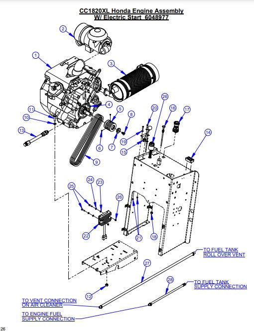 CC1820XL Honda Engine Asssembly W/ Electric Start