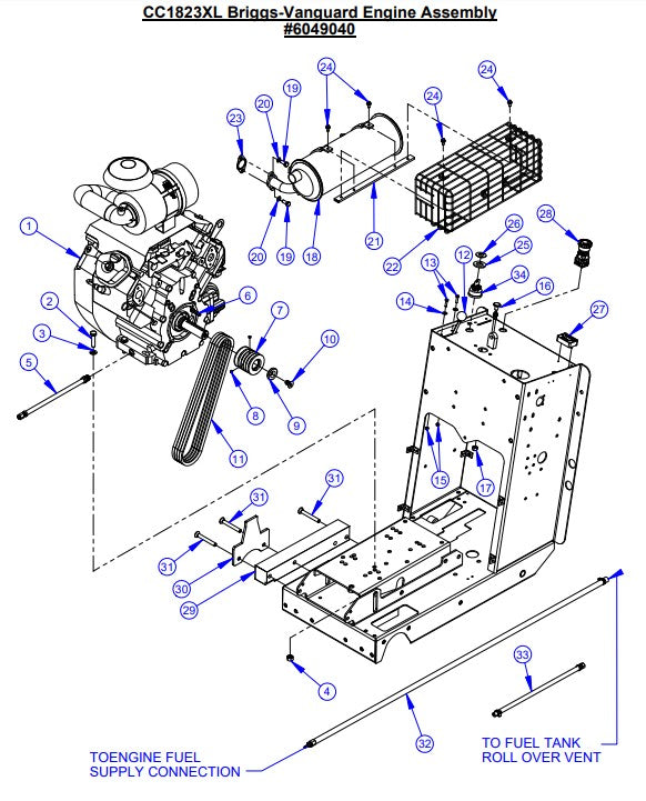 CC1823XL Briggs-Vanguard Engine Assembly parts
