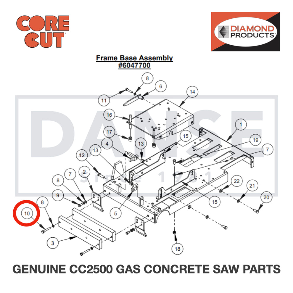 Cap Screw, Hex Hd., M10-1.5 x 70mm 2900334 for CC2500 Saw by Core Cut Diamond Products