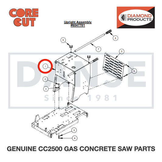 Frame Upright Weldment 6047901 for CC2500 Saw by Core Cut Diamond Products