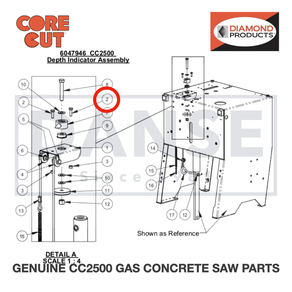 Cap Screw, Hex Hd., M6-1.0 x 20mm 2900310 for CC2500 Saw by Core Cut Diamond Products