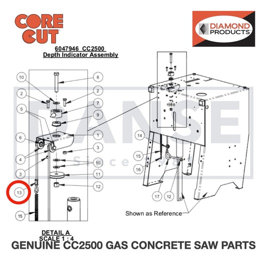 Depth Indicator Cable 6047989 for CC2500 Saw by Core Cut Diamond Products