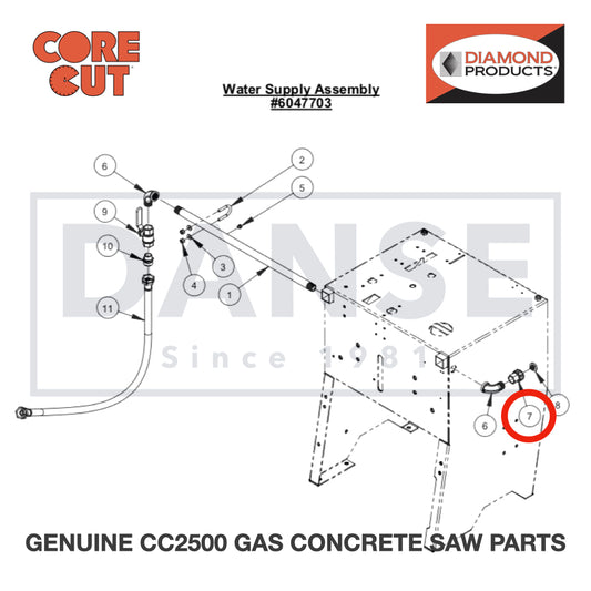 Fitting, 1/2&quot; F. Pipe to 3/4&quot; F. Garden 3200022 for CC2500 Saw by Core Cut Diamond Products