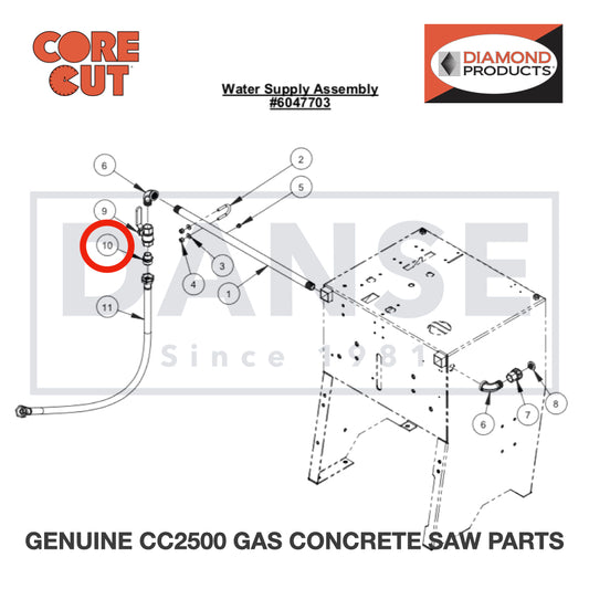 Fitting, 1/2&quot; M. Pipe to 3/4&quot; M. Garden 3200155 for CC2500 Saw by Core Cut Diamond Products
