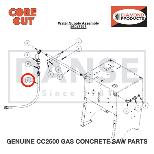 Water Hose Assembly, 42&quot; Long 6010021 for CC2500 Saw by Core Cut Diamond Products