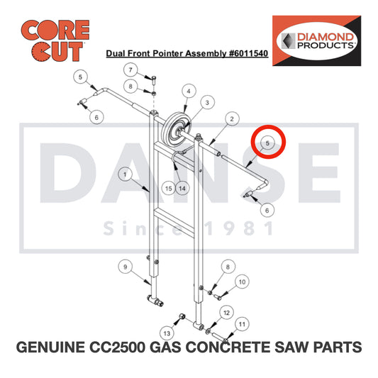 Front Pointer Rod, 11&quot; 6011535 for CC2500 Saw by Core Cut Diamond Products