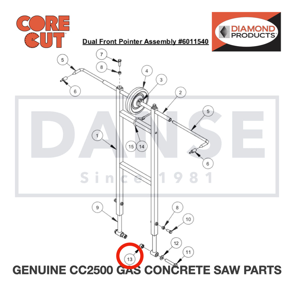 Lock Nut, 1/2-13 Nylon 2900026 for CC2500 Saw by Core Cut Diamond Products