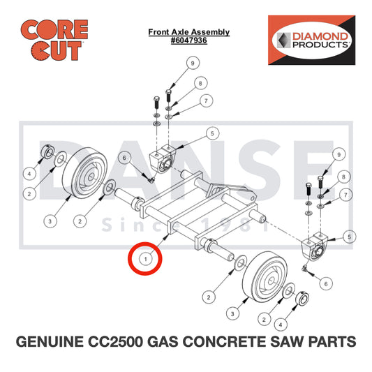 Front Axle Weldment 6047902 for CC2500 Saw by Core Cut Diamond Products