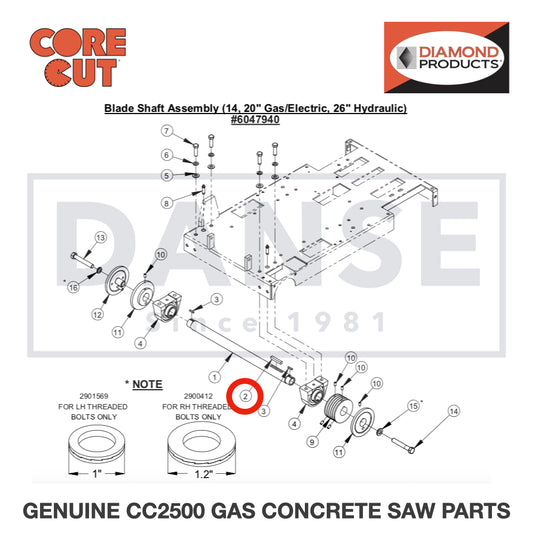 Key, 3/8&quot; Sq. x 2-1/4&quot; 6047959 for CC2500 Saw by Core Cut Diamond Products