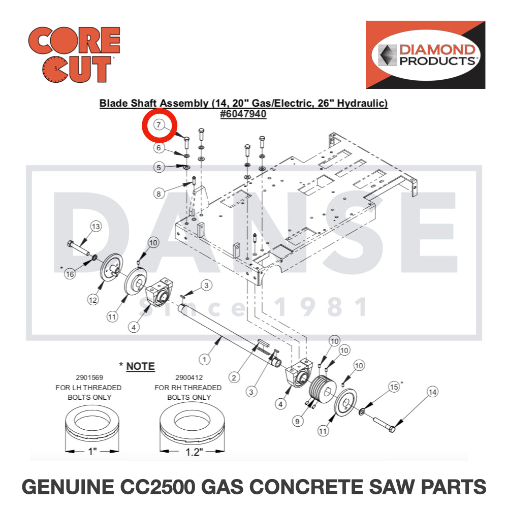 Cap Screw, Hex Hd., 1/2-13 x 1-3/4" 2900139 for CC2500 Saw by Core Cut Diamond Products