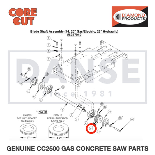 Sheave, 4.12&quot; x 1-1/2&quot; Bore 6047947 for CC2500 Saw by Core Cut Diamond Products