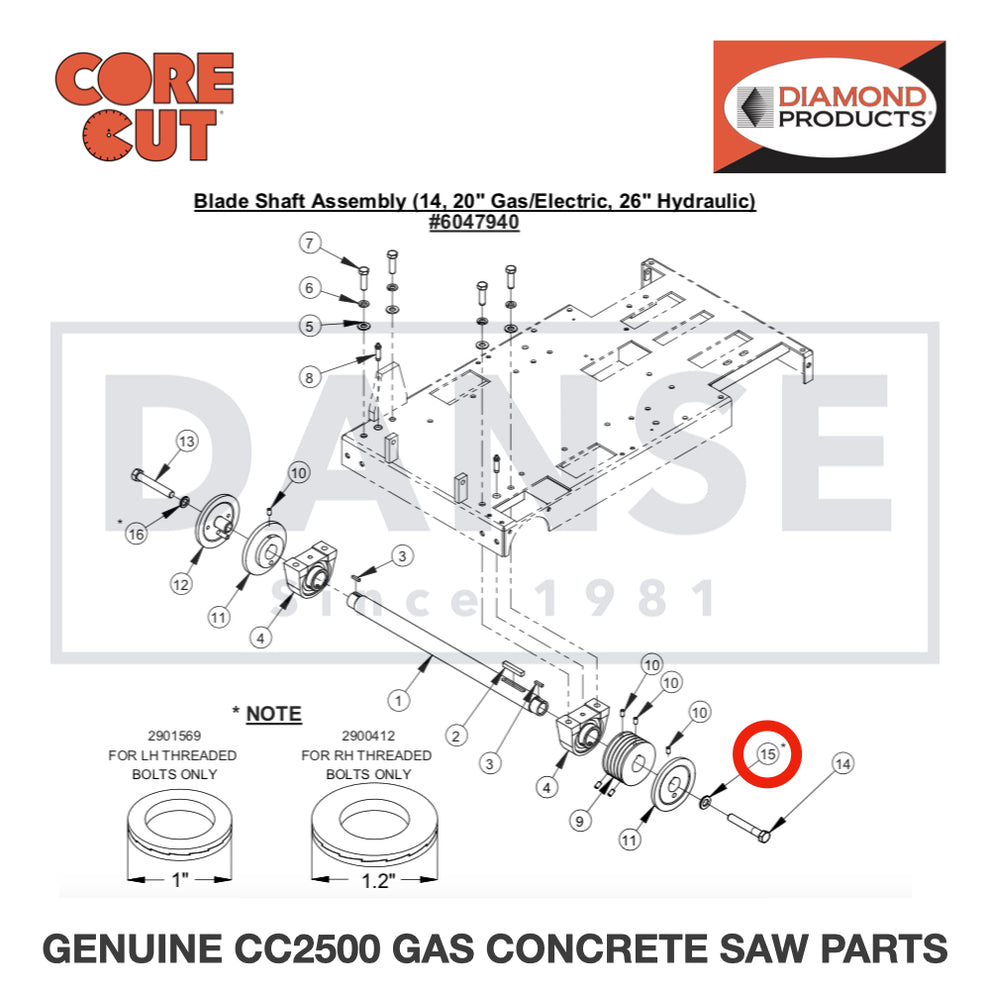 Lock Washer, Wedge 5/8" 2900412 for CC2500 Saw by Core Cut Diamond Products