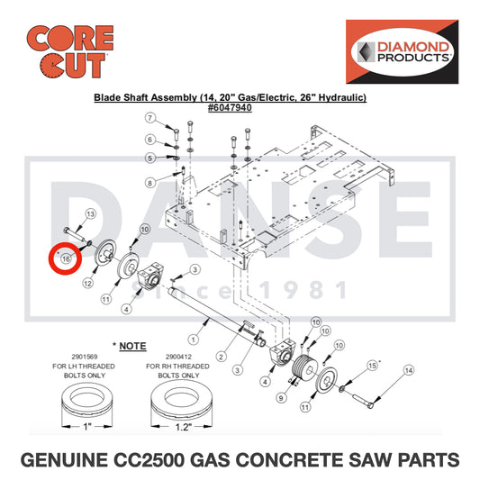 Lock Washer, Wedge 5/8&quot; LH 2901569 for CC2500 Saw by Core Cut Diamond Products