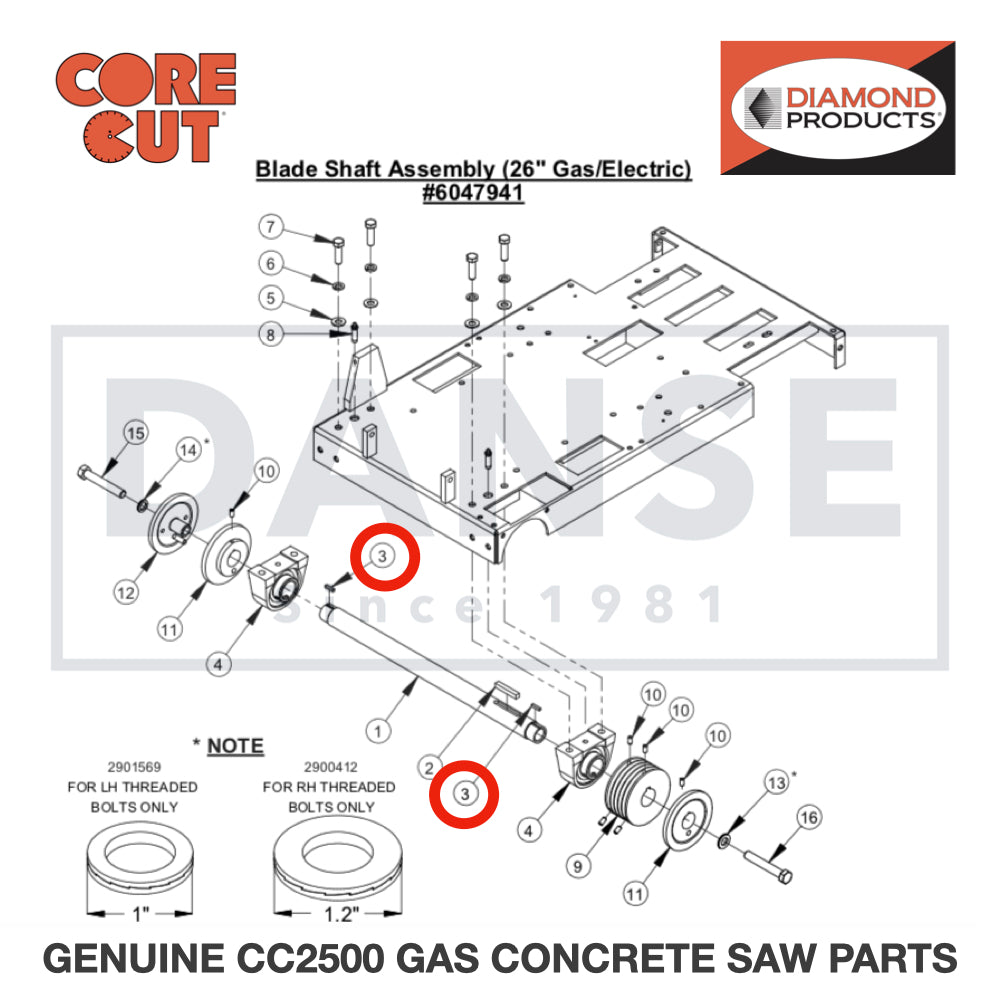 Key, 3/16" Sq. x 27/32" 6047978 for CC2500 Saw by Core Cut Diamond Products