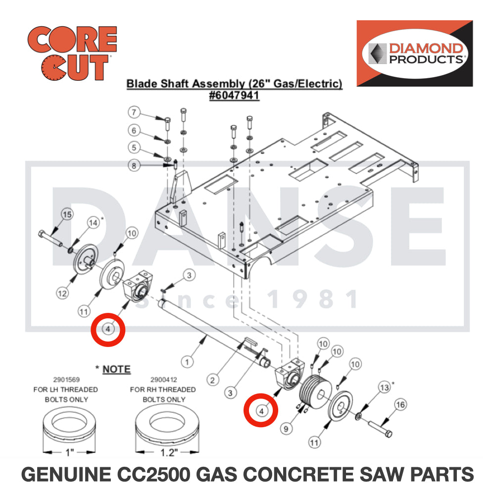 Pillow Block Bearing 1-1/2" 2500731 for CC2500 Saw by Core Cut Diamond Products