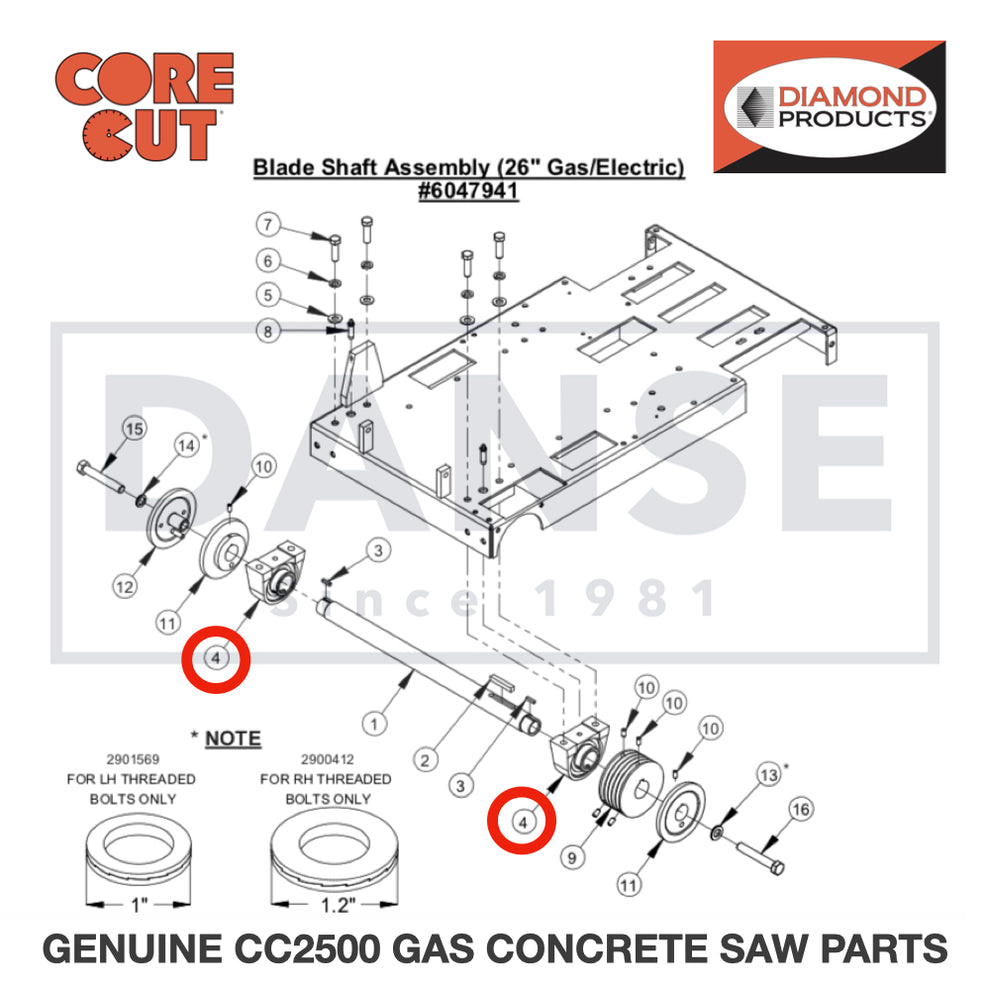 Pillow Block Bearing 1-1/2" 2500731 for CC2500 Saw by Core Cut Diamond Products
