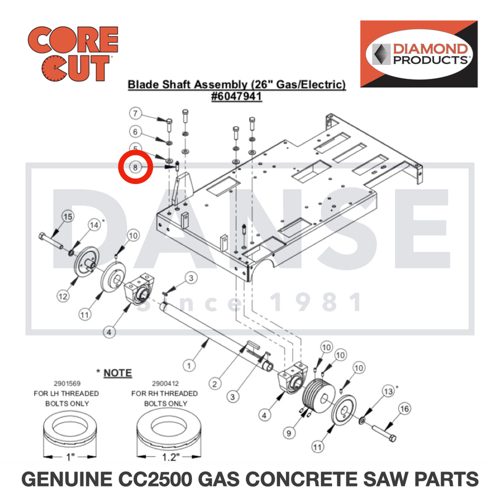 Grease Fitting, 1/8" NPT x 1-3/4" 2900264 for CC2500 Saw by Core Cut Diamond Products