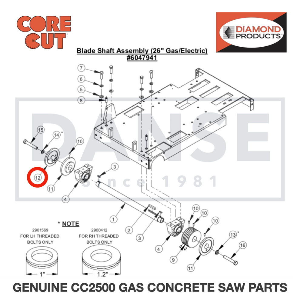 Outer Flange 5" with Pin 6047907 for CC2500 Saw by Core Cut Diamond Products