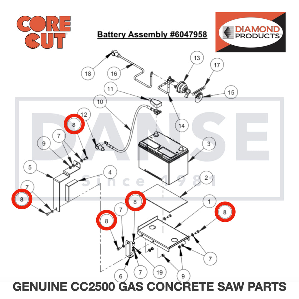 Cap Screw, Hex Hd., M8-1.25 x 20mm 2900329 for CC2500 Saw by Core Cut Diamond Products