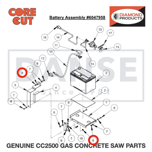Lock Nut, M8-1.25 Nylon Insert 2900303 for CC2500 Saw by Core Cut Diamond Products