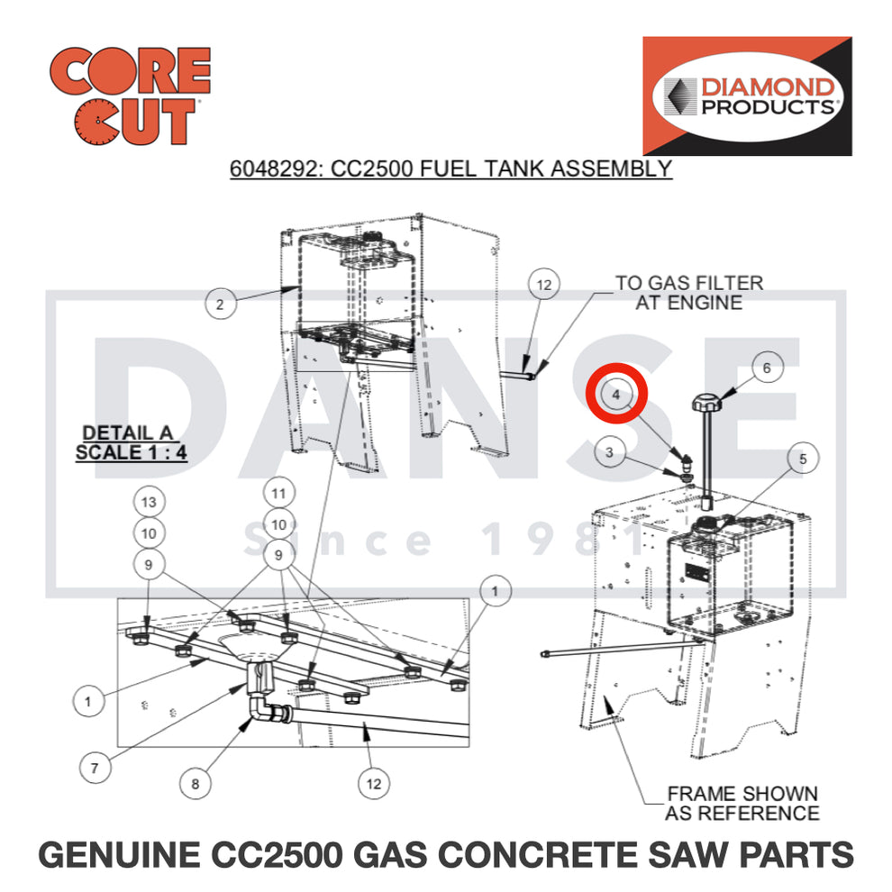 Roll Over Vent 1/4” Hose Barb 2502484 for CC2500 Saw by Core Cut Diamond Products