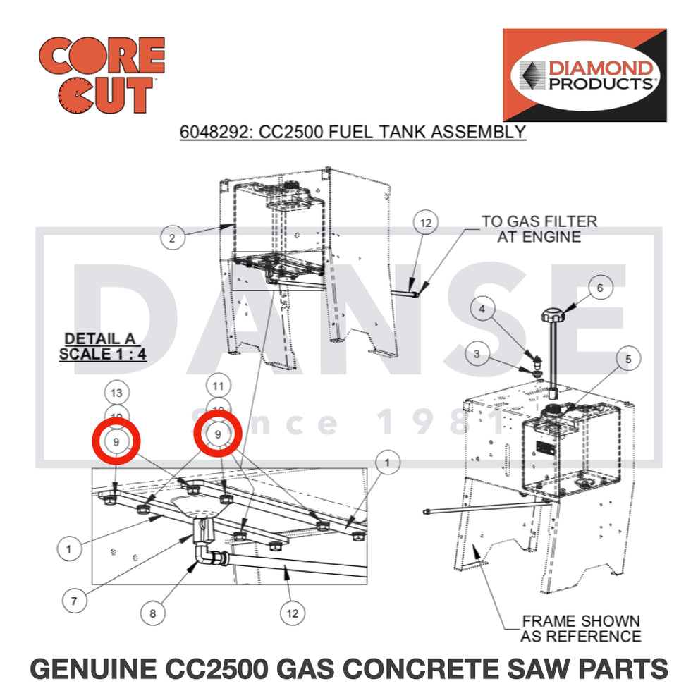 Flat Washer M8 2901336 for CC2500 Saw by Core Cut Diamond Products