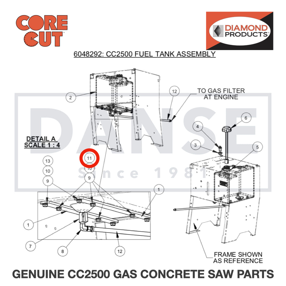 Cap Screw M8-1.25X20mm 2900329 for CC2500 Saw by Core Cut Diamond Products