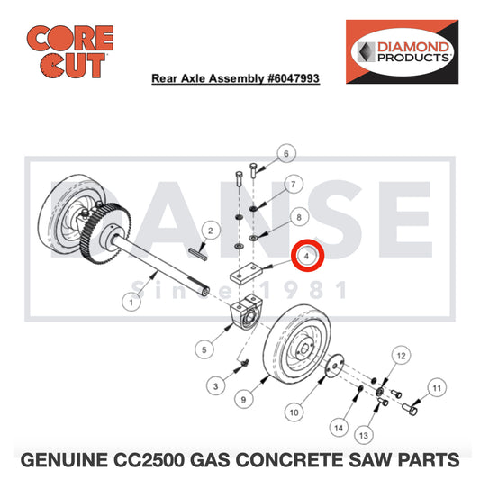 Axle Bearing Spacer 1/2&quot; 6047904 for CC2500 Saw by Core Cut Diamond Products