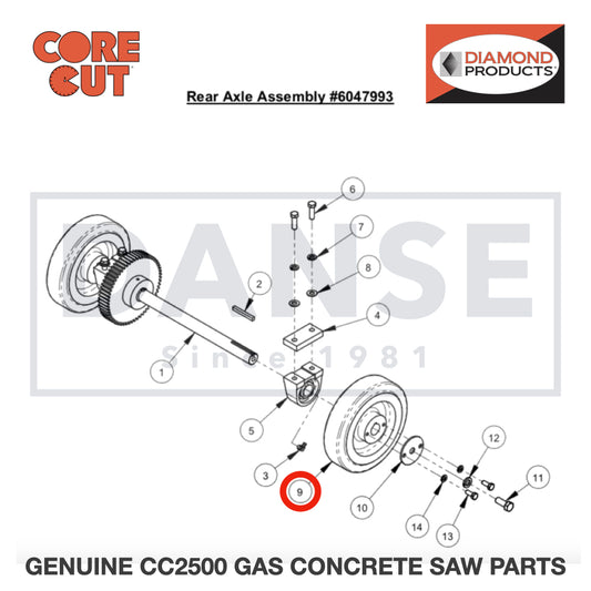 Wheel, 8&quot; Rear 2500724 for CC2500 Saw by Core Cut Diamond Products